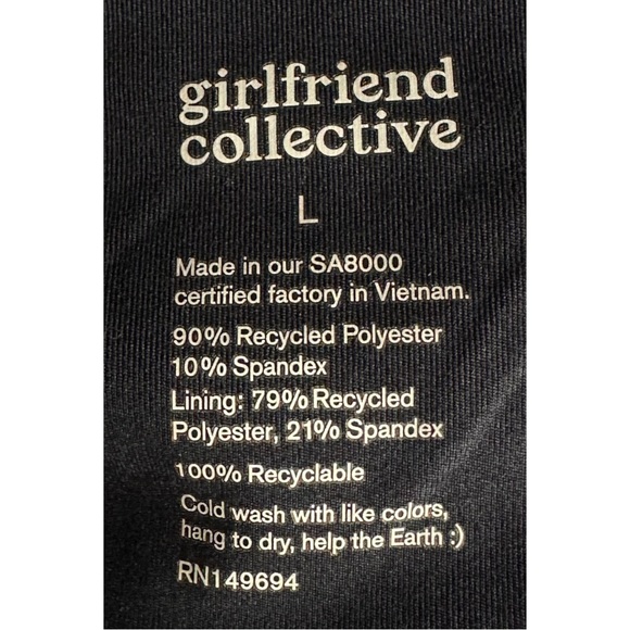 Girlfriend Collective UPF 50+ Naomi Workout Dress Unitard Black Large - Picture 4 of 4